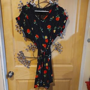 Floral Black Wrap Dress